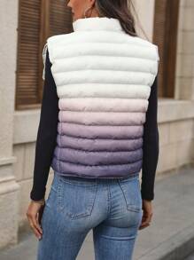 SHEIN LUNE Chaleco con cremallera efecto degradado, chaqueta acolchada, ropa de invierno