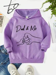 SHEIN Leap Crew Áo nỉ trùm đầu dài tay in họa tiết hoạt hình thường ngày cho bé gái - Màu Lilac Tím - Xem 1