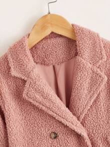Cô Gái Trẻ Cổ áo Nút đôi Áo khoác Teddy - Hồng - Xem 5