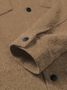 Manfinity Homme Hombres Abrigo con bolsillo con solapa - Caqui - Ver 3