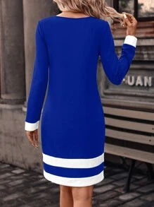 SHEIN LUNE Color Block Dress - Royal Blue - View 2