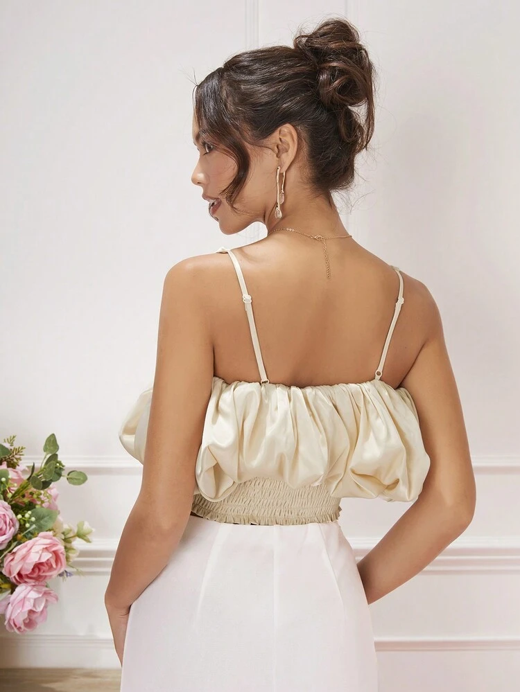 Women's Floral Applique Shirred Top