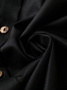 Calvaya Talla grande Camisa con estampado floral con botón delantero - Blanco y Negro - Ver 4