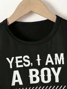 SHEIN Young Boy Casual Brother & Letter Printed All-Match Round Neck T-Shirt For Daily Wear