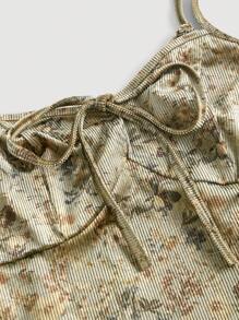 SHEIN MOD 印花前打結木耳邊吊帶洋裝 - 彩色 - 查看 4