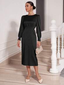 Allurite 披上式背部風琴袖連身裙