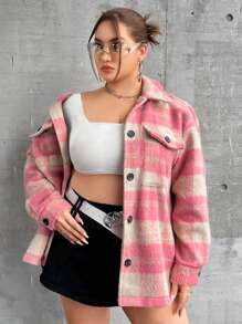 Flirla Hơn In kẻ sọc Thả vai áo - Nhiều màu - Xem 5