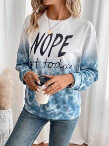 SHEIN LUNE Nhuộm buộc Đồ họa Chữ cái Thả vai Áo nỉ - Nhiều màu - Xem 4