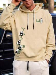 Manfinity Homme Men's Panda Hoodie Sweatshirt - Apricot - View 1