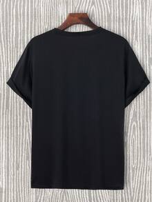 Manfinity LEGND Hombres Camiseta cruzado con estampado - Negro - Ver 2