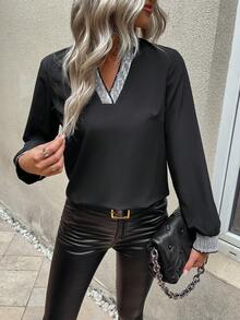 SHEIN Frenchy Colorblock Sequin Panel Top - Multicolor - View 4