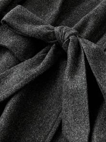 SHEIN CURVE+ Plus Solid Belted Overcoat - Dark Grey - View 3