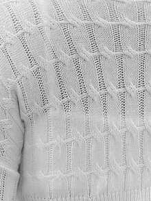 Flirla 大碼麻花編織落肩袖開門襟短款開衫 - 白色 - 查看 8