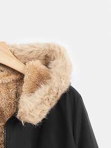 SHEIN EZwear 大碼毛茸邊連帽夾克 - 彩色 - 查看 4