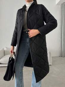 RueChic Black Long Puffer Jacket - Black - View 3