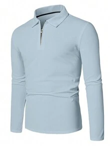 Manfinity Homme Nam Màu thuần Áo polo - Xám - Xem 4