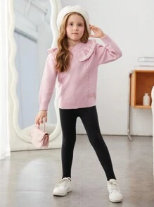 SHEIN 年輕女孩實色有腳毛衣褲