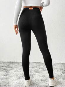 SHEIN Essnce 2pcs Letter Patched Elastic Waist Leggings - Multicolor - View 6