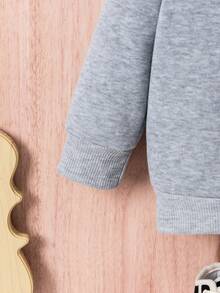 男嬰字母圖案加絨內裏運動衫 - 灰色 - 查看 4