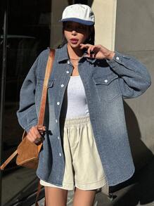 Dazy Star Vrouwen Voorpand met knoppen Denim tops Met Klepzakken