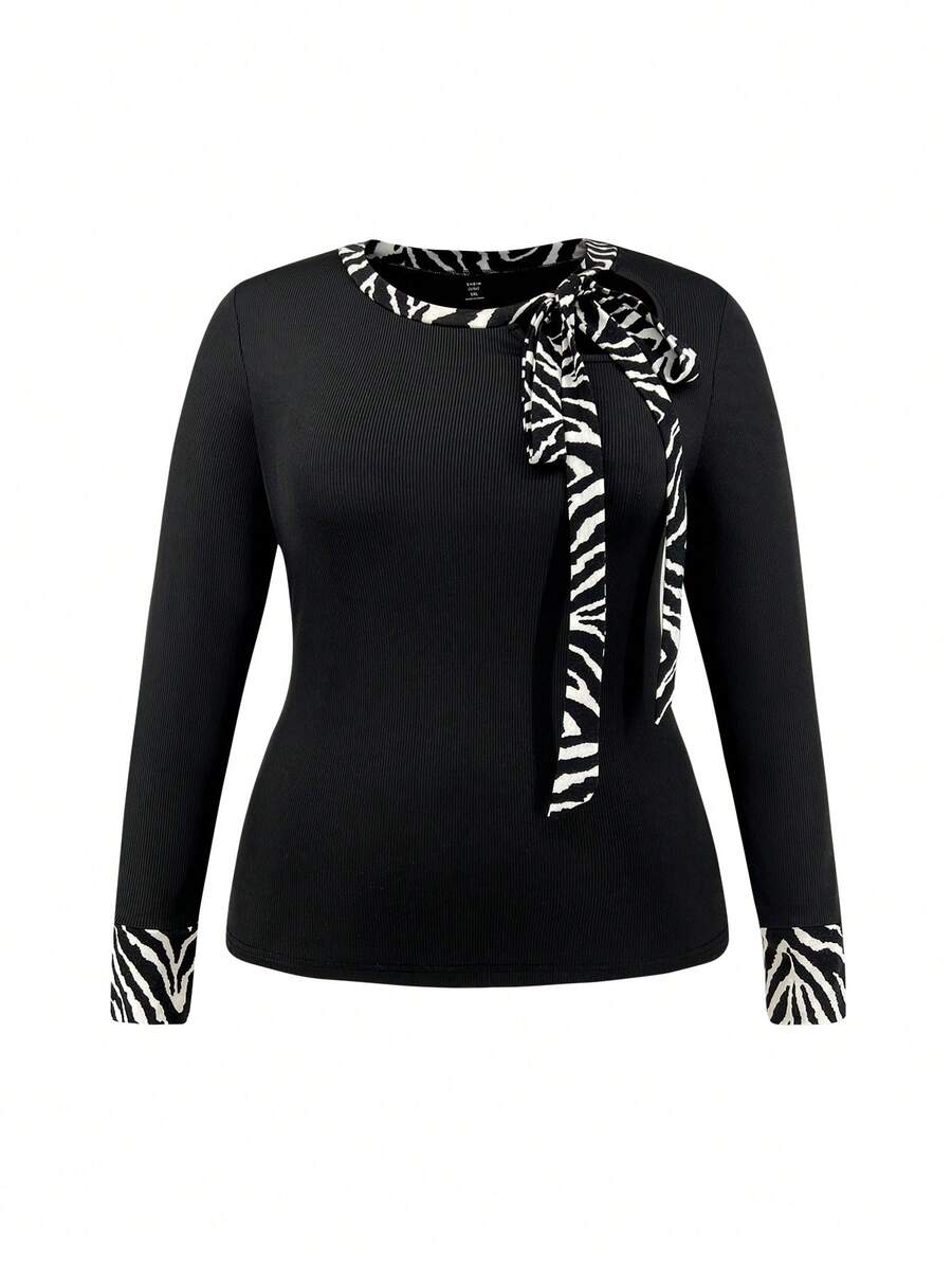 Calvaya Hơn Sọc Ngựa vằn Cà vạt Áo thun - màu đen - Xem 1