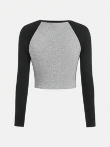 Thiếu niên cô gái Đồ họa Chữ cái Tay Raglan Áo thun - Màu Xám nhạt - Xem 2