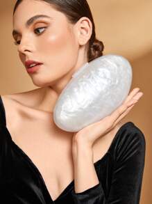 SHEIN Belle 奢华、迷人、优雅、精致，女士时尚优雅亚克力手拿包，采用不对称形状和链条带，斜挎包，适合女孩、女士、大学生、新娘、伴娘、宾客，适合派对、舞会、婚礼。