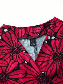 SHEIN Clasi 大碼滿版印花燈籠袖洋裝 - 玫紅色 - 查看 6
