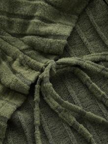 SHEIN ICON Hơn Cổ có Lỗ hổng Bên dây rút Áo thun - màu đen - Xem 4