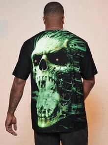 Manfinity LEGND Men's Plus Size Skull Printed T-shirt - Green - View 2
