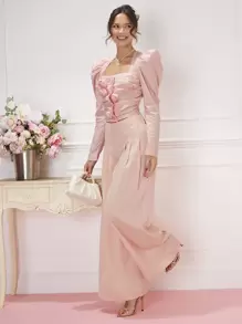 Enchnt Solid Wide Leg Pants - Pink - View 5