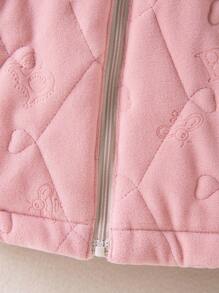 Baby Boy Solid Zip Up Hooded Padded Coat - Dusty Pink - View 6