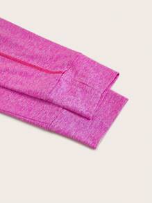 SHEIN EZwear Plus Zip Up Top-stitching Raglan Sleeve Tee - Hot Pink - View 4