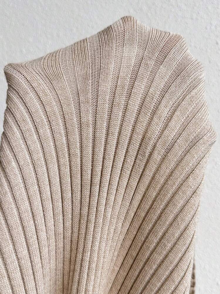 Women's Solid Color Lantern Sleeve Cape And High Slit Sweater Dress