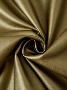 SHEIN ICON 前鏤空帶扣細節PU皮革短款T恤 - 綠色 - 查看 6