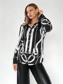 BizChic 女士鏈條圖案印花襯衫 - 彩色 - 查看 4