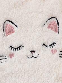 SHEIN 幼兒女童卡通刺繡毛茸茸圓領上衣搭配針織鬆身毛呢褲的兩件式家居服套裝 - 彩色 - 查看 4