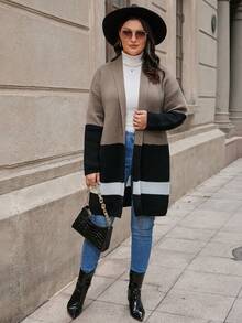 SHEIN LUNE 大码拼色落肩开衫 - 彩色 - 查看 5