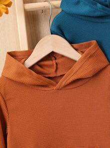 SHEIN Young Boy 3pcs Letter Patched Kangaroo Pocket Sweatshirt - Multicolor - View 7