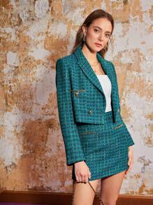 MOTF PREMIUM Blazer Tondu En Tweed