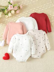 Bebé Chicas con estampado de corazón manga larga Body Set , otoño/invierno ( 5 piezas )