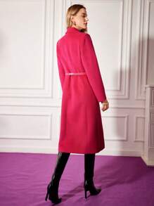 MOTF PREMIUM WOOL-BLEND BOW BELT COAT - Hot Pink - View 3