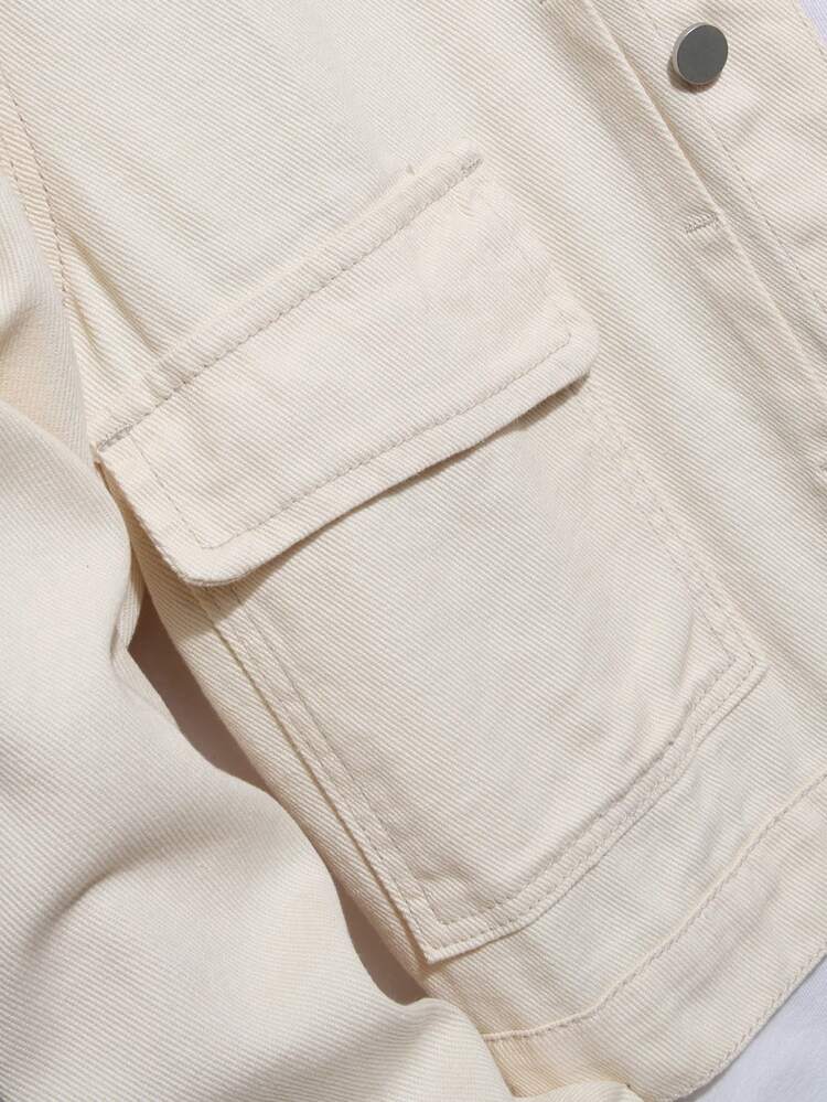 Men Flap Pocket Denim Jacket Without Tee