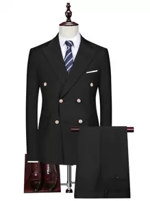 Manfinity Mode Traje De Solapa De Doble Botonadura Para Hombre