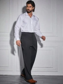 Manfinity Mode Nam Plus Chất rắn Túi nghiêng Quần tây - màu đen - Xem 6