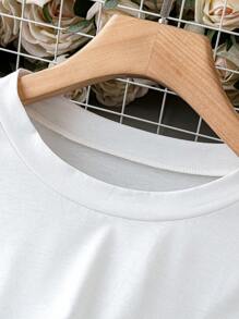 SHEIN LUNE Hơn In lông Áo thun - trắng - Xem 4
