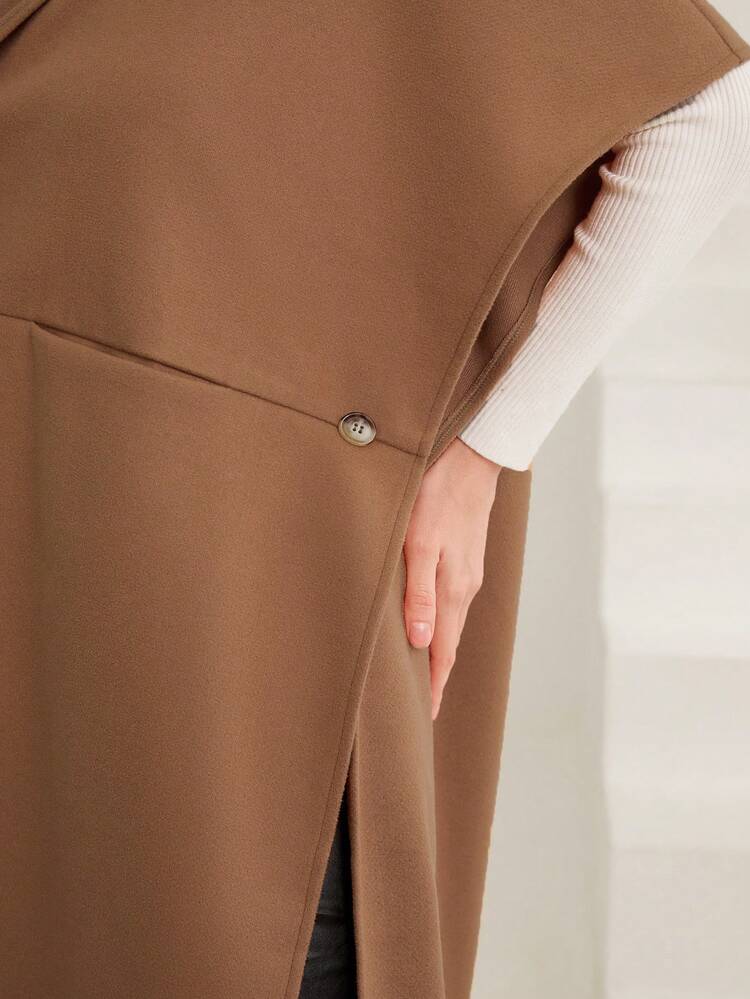 Batwing Sleeve Hooded Overcoat