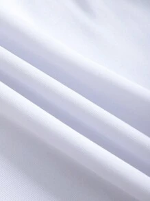 SHEIN EZwear 加大码蝴蝶标语图案抽绳保暖内衬卫衣 - 白色 - 查看 6