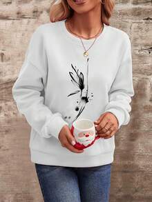 SHEIN LUNE Floral Print Drop Shoulder Sweatshirt - Multicolor - View 5