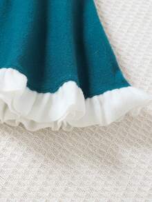 SHEIN 女大童褶邊雙排釦洋裝&披肩 - 軍綠色 - 查看 3